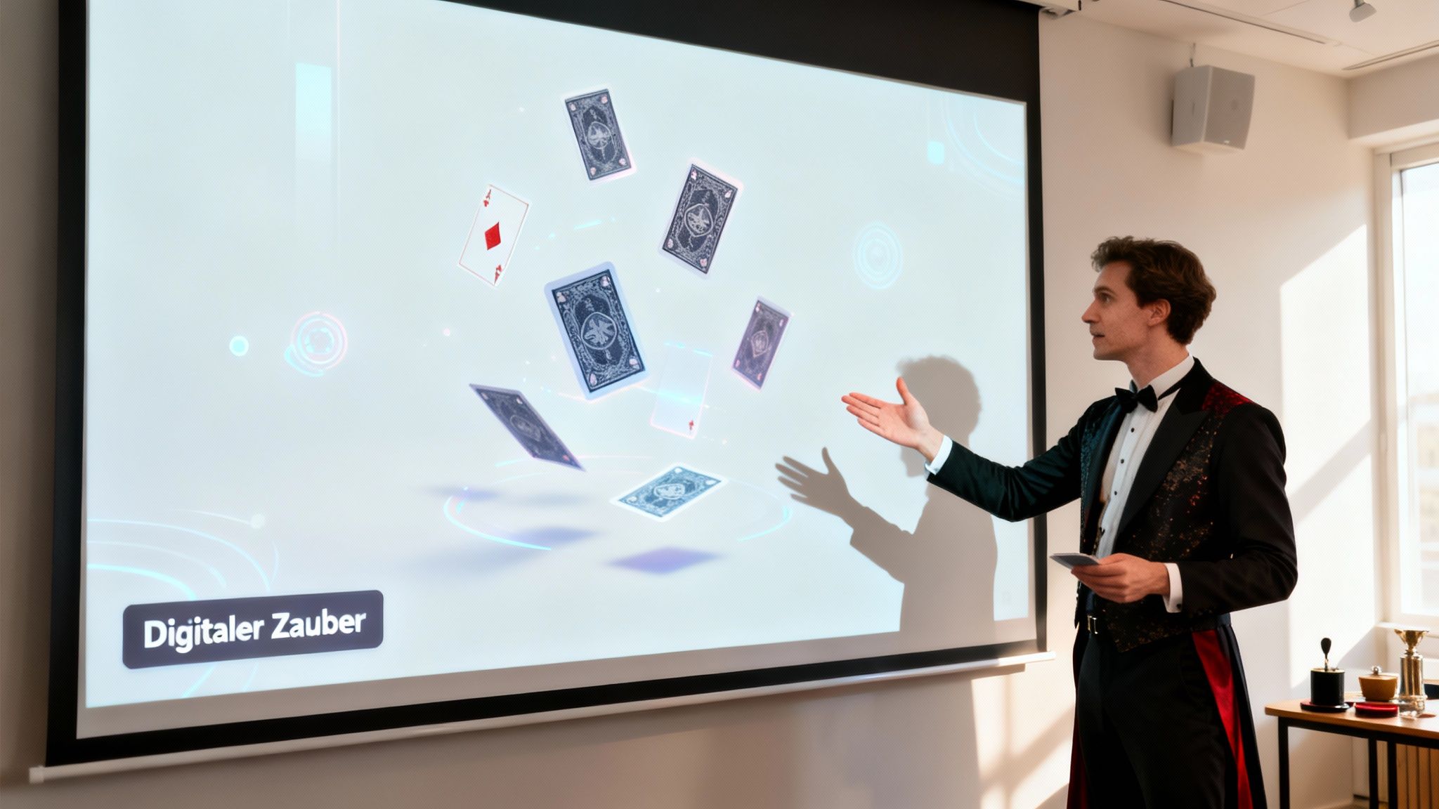 Digitale Zauberei auf der Weihnachtsfeier durch unseren Zauberer