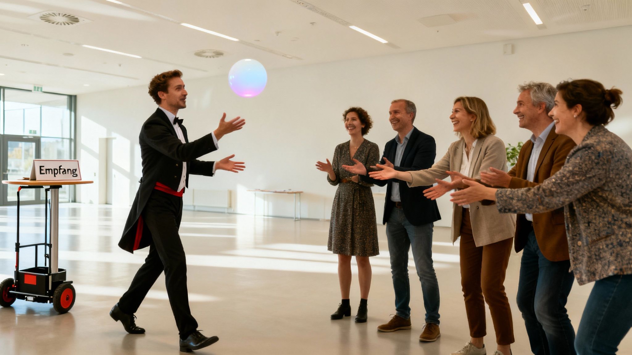 Zauberer auf der Firmenfeier verbreitet Magie und Spaß