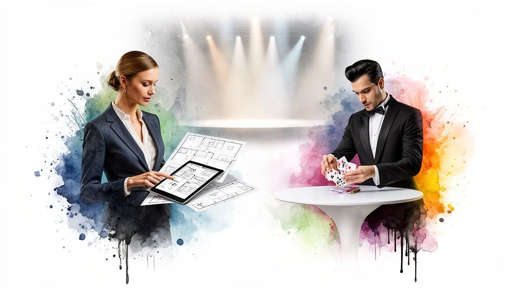 magician planning business entertainment